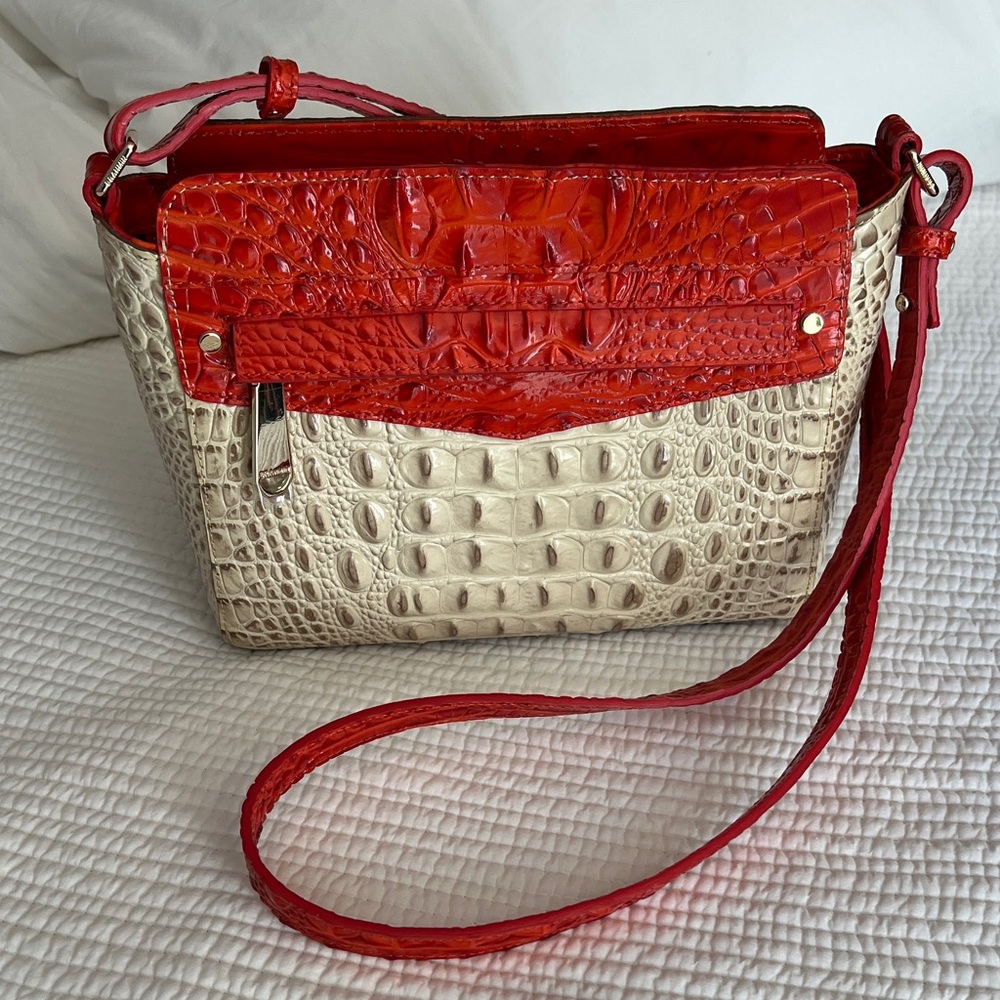 Brahmin Two Tone Orange & Cream Melbourne Crossbody Bag NEW!